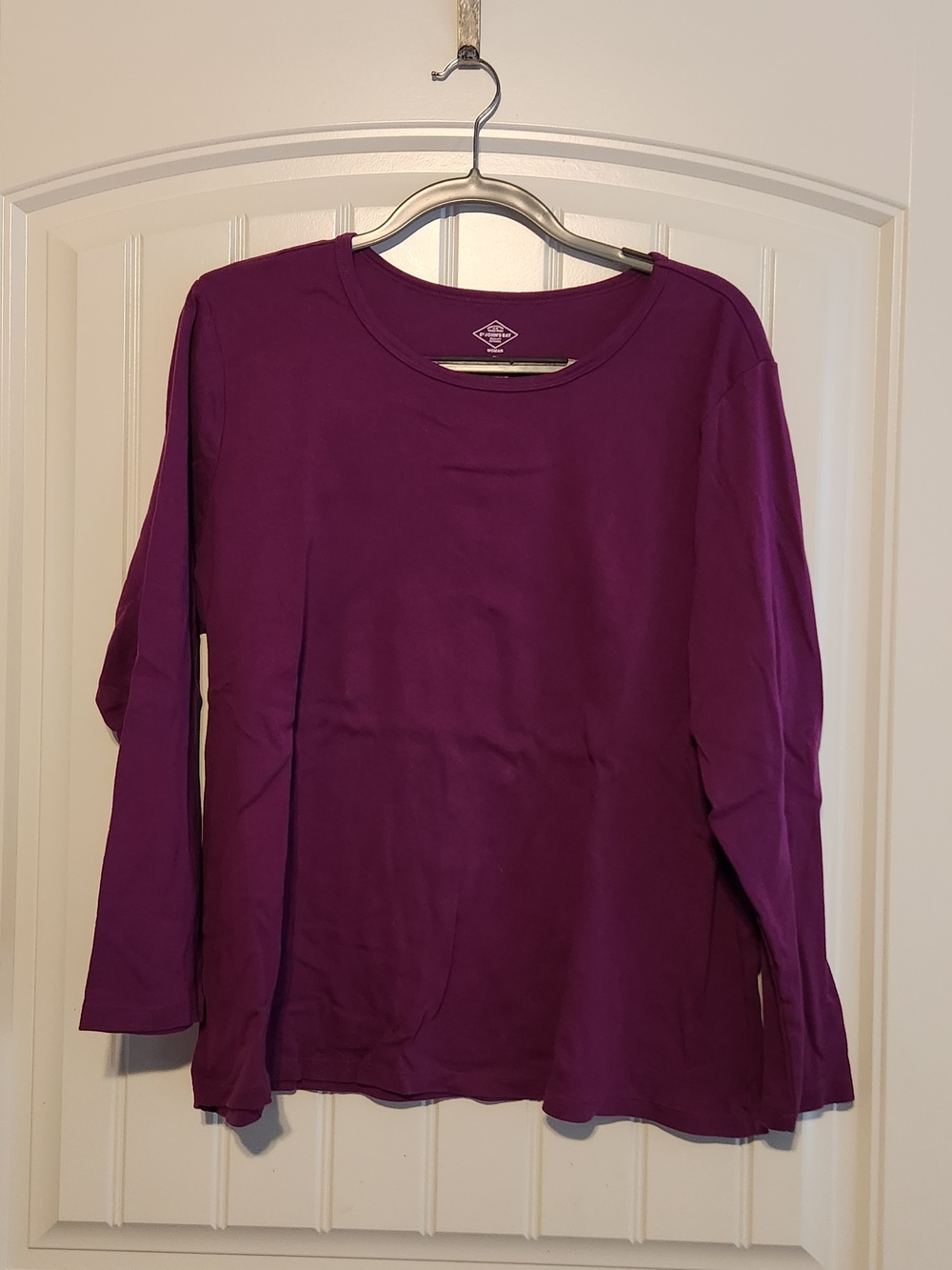 St. John's Bay Long Sleeve Crewneck Top in Plum